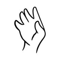 Children's hand gestures in doodle style isolated. Hand drawn human hands expressing various signs and symbols with fingers vector