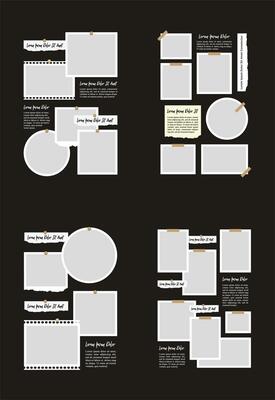 Pictures or photos frame collage. comics page grid layout abstract photo frames and digital photo wall template