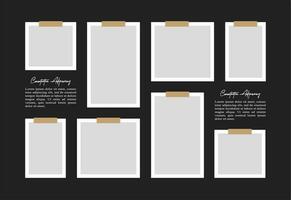 Pictures or photos frame collage. comics page grid layout abstract photo frames and digital photo wall template vector