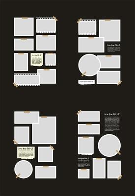 Pictures or photos frame collage. comics page grid layout abstract photo frames and digital photo wall template