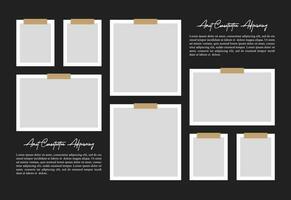 Pictures or photos frame collage. comics page grid layout abstract photo frames and digital photo wall template vector