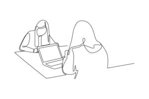 One continuous line drawing of Student life concept. Doodle vector illustration in simple linear style.