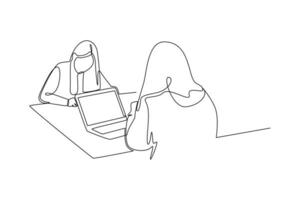 One continuous line drawing of Student life concept. Doodle vector illustration in simple linear style.