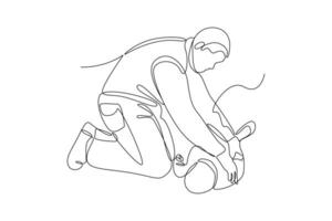 One continuous line drawing of First aid, emergency concept. Doodle vector illustration in simple linear style.