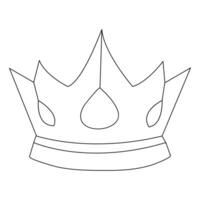 Single line continuous drawing of king crown outline vector illustration