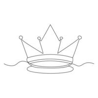 Single line continuous drawing of king crown outline vector illustration