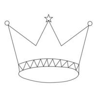 Single line continuous drawing of king crown outline vector illustration