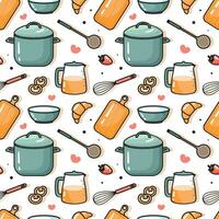 Cooking Equipment Seamless Pattern Design  Illustration in Flat Cartoon Template Hand Drawn vector