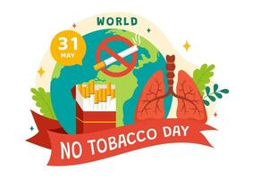 World No Tobacco Day Vector Illustration on 31 May with Stop Smoking and Cigarette Butt because Harm the Lungs in Healthcare Flat Background