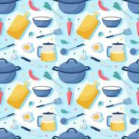 Cooking Equipment Seamless Pattern Design  Illustration in Flat Cartoon Template Hand Drawn vector