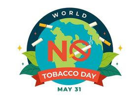 World No Tobacco Day Vector Illustration on 31 May with Stop Smoking and Cigarette Butt because Harm the Lungs in Healthcare Flat Background