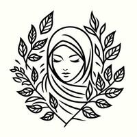 ai generado vector mujer hijab belleza muslimah Moda plano diseño bufanda logo