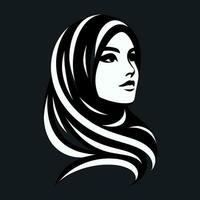 ai generado vector mujer hijab belleza muslimah Moda plano diseño bufanda logo