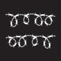 Barbed wire isolated on a white background a twisted ring is made of its mesh silhouette vector ill