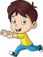 Cute little boy cartoon running vector