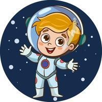 Vector Illustration Of child astronaut feels happy in space