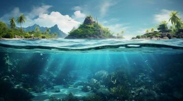 AI generated underwater underwater ocean sunbathing diving tropical underwater photo