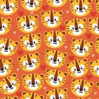 seamless pattern cartoon tiger. cute animal wallpaper illustration for gift wrap paper vector