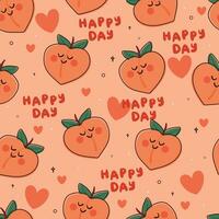 seamless pattern cartoon peach character design. cute fruit design wallpaper and pattern vector