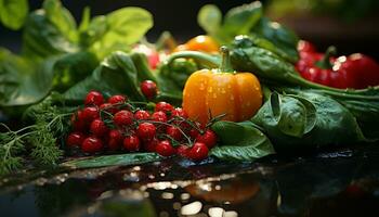 ai generado frescura de vegetal comida tomate hoja en naturaleza, sano comiendo generado por ai foto