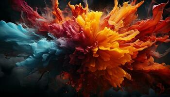 AI generated Vibrant colors ignite nature flame, creating a fiery fractal illustration generated by AI photo