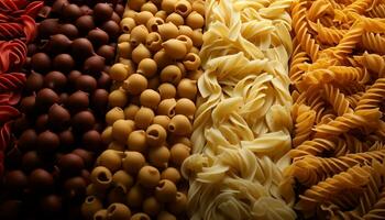ai generado un sano comida de pasta formas, un gastrónomo italiano variación generado por ai foto