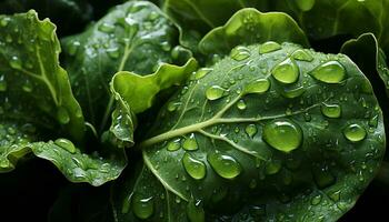 AI generated Fresh green leaf with dew drop, symbolizing nature vibrant growth generated by AI photo