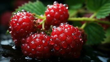 AI generated Freshness and sweetness of ripe berries in nature gourmet dessert generated by AI photo