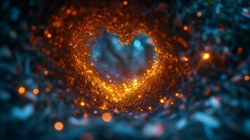 AI generated A beautiful picture of a heart in the forest. photo