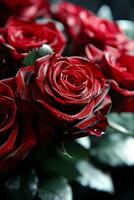 AI generated A bouquet of dark red roses. Generative AI photo