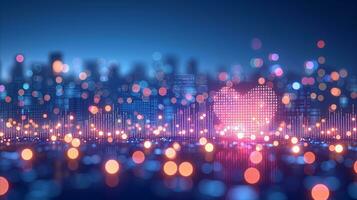 AI generated An abstract cityscape background with lights. photo