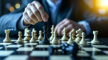AI generated Chess game business concept. photo