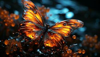 AI generated A vibrant butterfly wing showcases nature beauty and creativity generated by AI photo