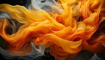 AI generated Abstract flame colors wave motion curve backdrop yellow pattern ink generated by AI photo