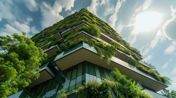 AI generated Verdant Skyscraper Blooming With Plants photo