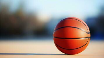 AI generated Basketball ball on the court. Generative AI photo