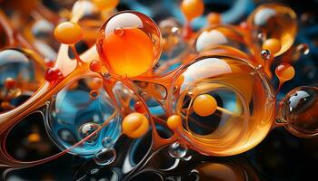 AI generated Abstract colorful close up pattern of futuristic liquid sphere generated by AI photo