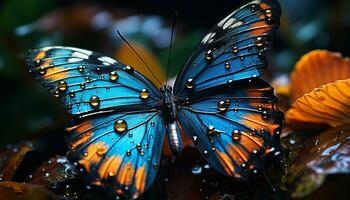 AI generated Vibrant butterfly wing showcases nature beauty in close up generated by AI photo