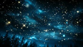 ai generado brillante estrella campo ilumina oscuro invierno noche en espacio generado por ai foto