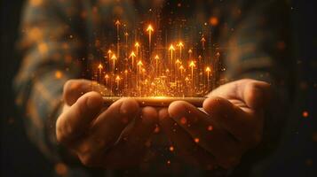 AI generated an idea about digital crypto currency in the hand of a man photo