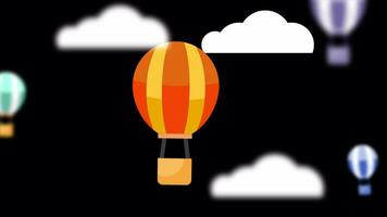 een ballon vliegt in de lucht tussen de wolken Aan alpha kanaal video