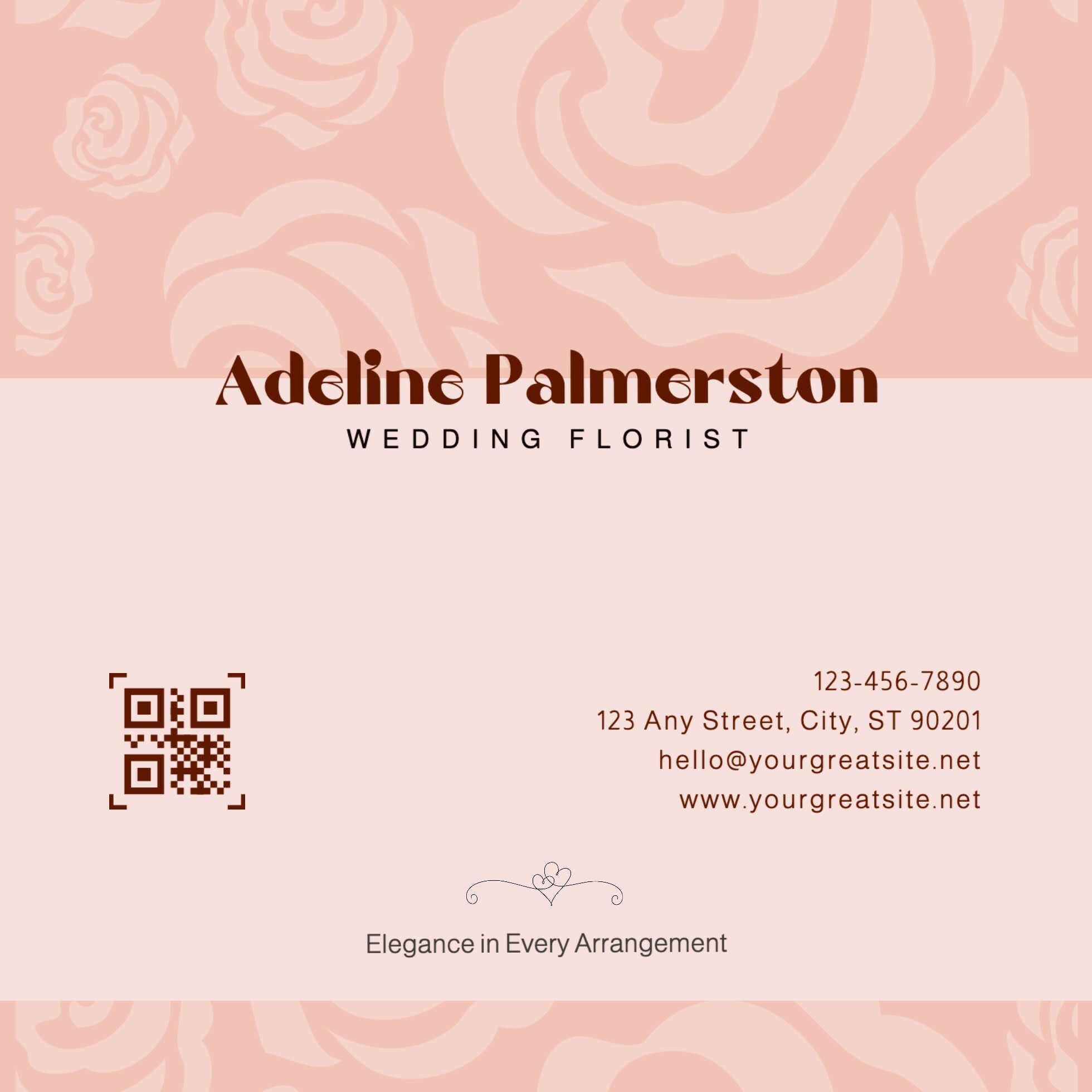 Peach White Minimalist Florist Business Card