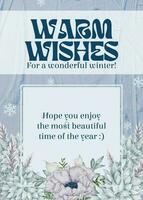 Minimalist Soft Blue Floral Winter Greeting Cards template