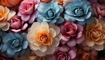 AI generated A vibrant bouquet of multi colored flowers brings nature elegance generated by AI photo