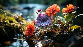 ai generado un vibrante ramo de flores de vistoso flores decora el tranquilo prado generado por ai foto