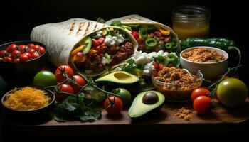 AI generated Freshness and spice in a healthy Mexican meal generated by AI photo