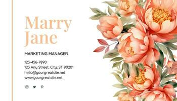 Peach Floral Business Card template