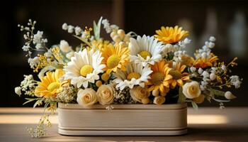 AI generated Freshness of summer in a bouquet of multi colored flowers generated by AI photo
