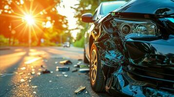 ai generado accidente de un coche en el la carretera. generativo ai foto