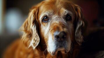 AI generated A golden retriever dog is staring into the camera. Generative AI photo